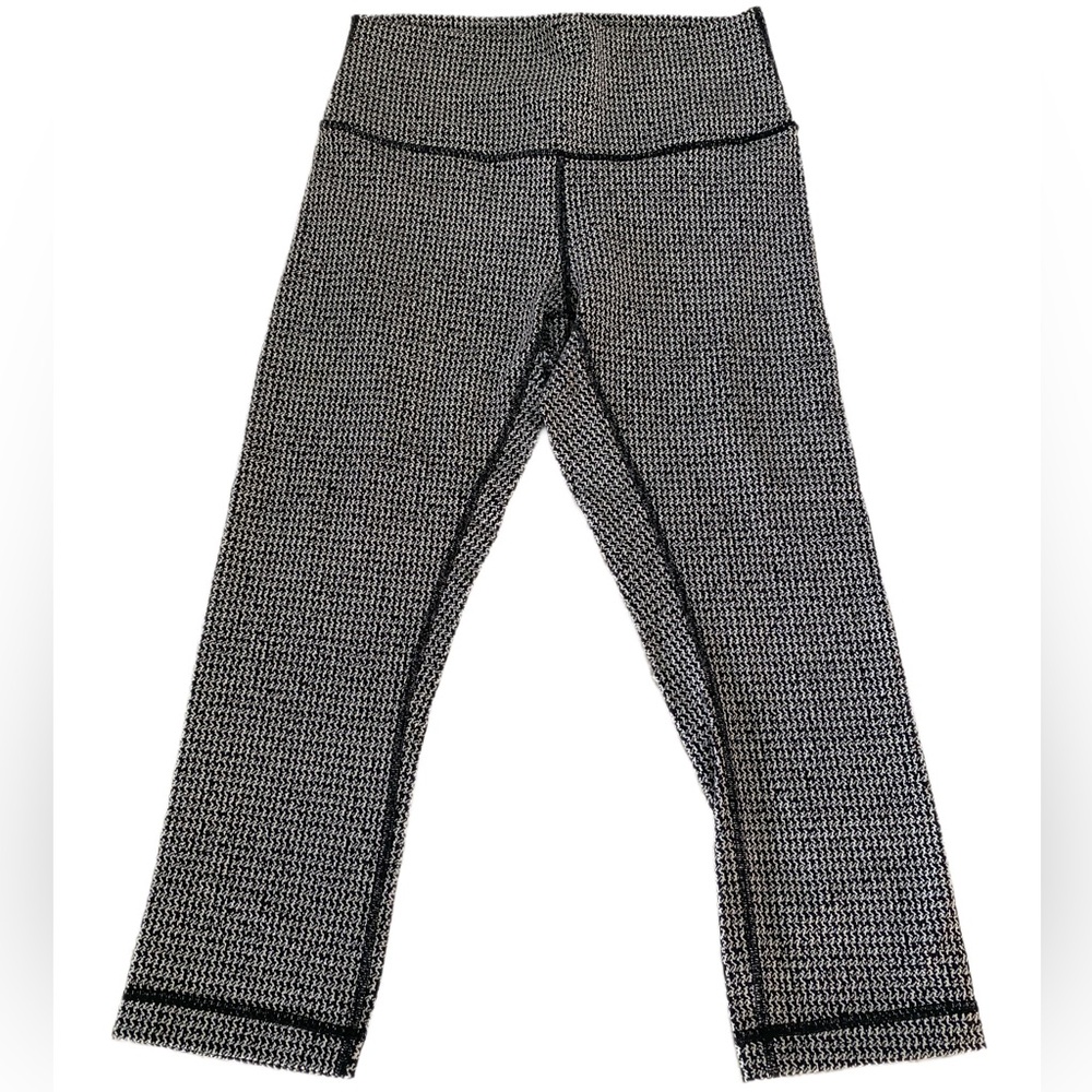 Lululemon Wunder Under High Rise Crop Teeny Tooth Align Luon Herringbone sz 8